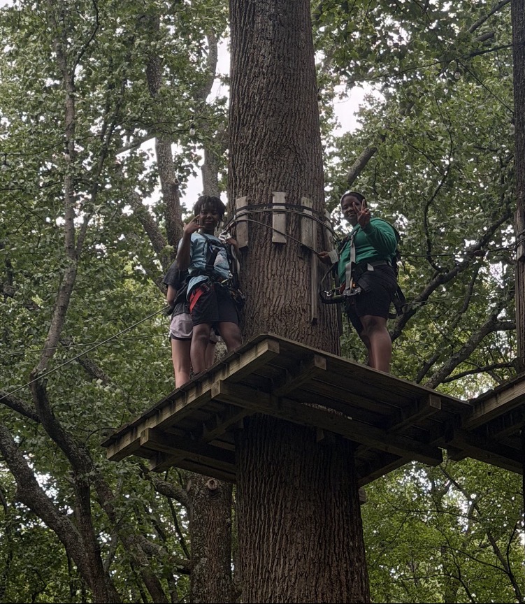 Scholars on the ropes course at Sandy Spring